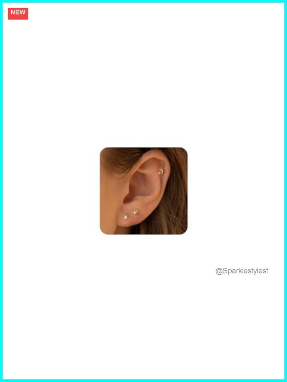 14K Gold Plated Tiny Flat Back Stud Earrings Hypoallergenic Cartilage Set